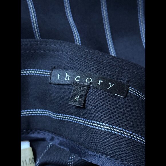 Theory Skirt 4 / S Womens Black Wool Stretch Pin Stripe Mini Striped - Picture 6 of 7